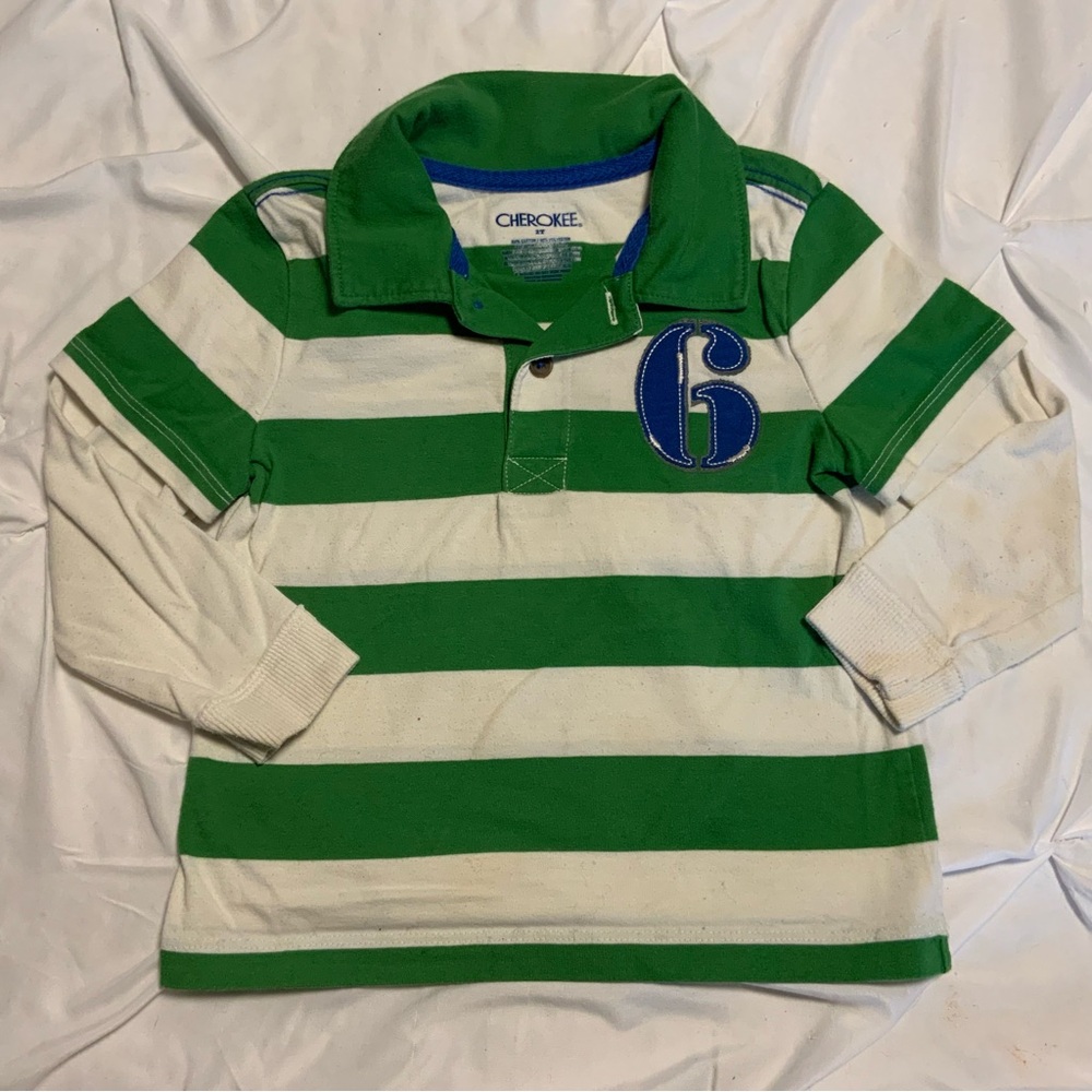 Pick any 5 for $15 Cherokee Kids Polo with Green and White Stripes